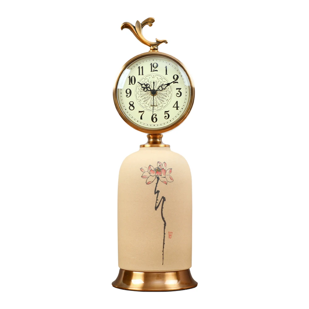  1PCS New Chinese clock and clock ornaments creative retro living room desktop bedroom clock bell LU - 32887450395