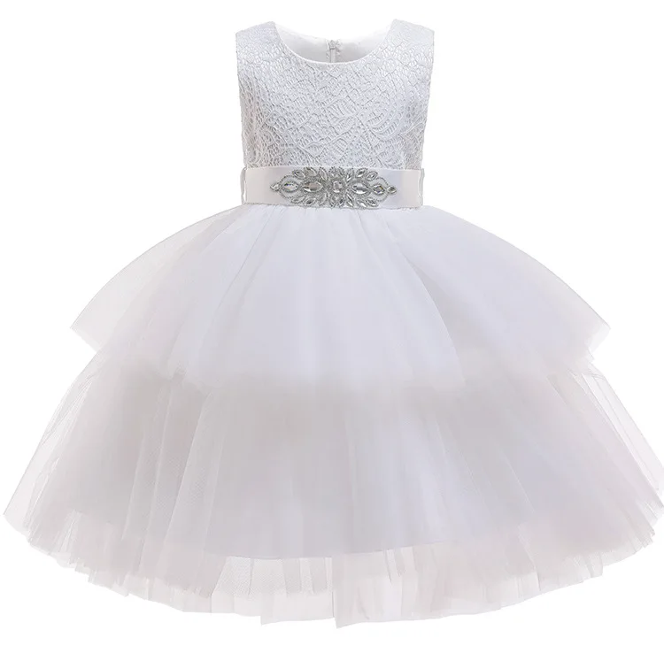 В году, весенне-летнее высококачественное новое платье для девочек удобное элегантное кружевное платье принцессы слоистый Пушистый Детское свадебное платье - Цвет: as picture
