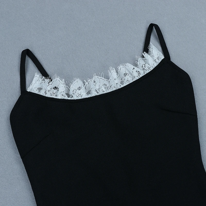 INDRESSME New Women Black Bandage Spaghetti Strap Sleeveless Lace Bodycon Backless New Vestidos Summer Party Club Dress
