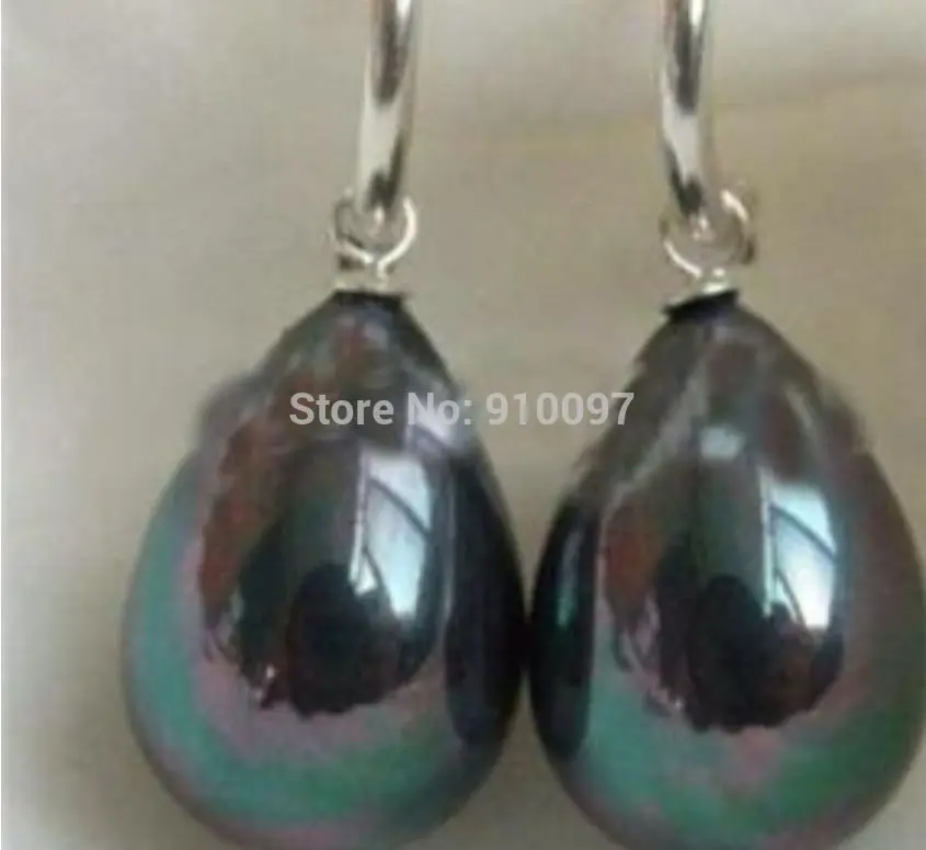 Потрясающие! 12x16 мм черные морские жемчужные серьги AAA|pearl earrings|shell pearl earringsearrings