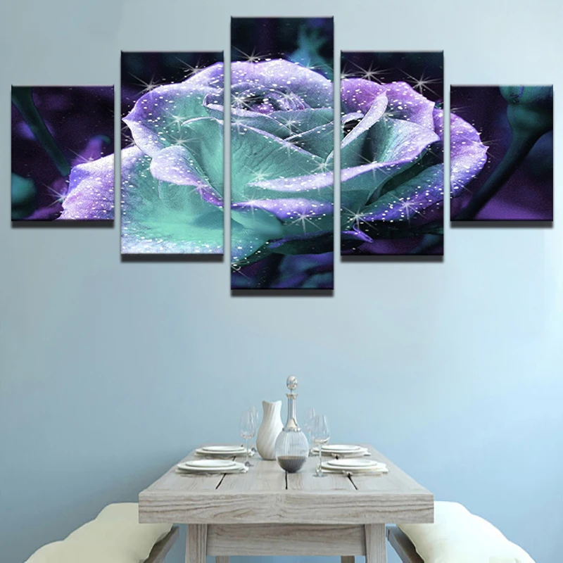 Abstract Painting Photo Wall Pictures 5 Panel Beautiful Flower