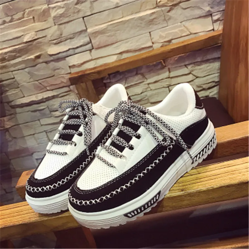 

2018 Spring and Autumn Korean fashion breathable spell color casual shoes new Harajuku Joker hollow women shoes