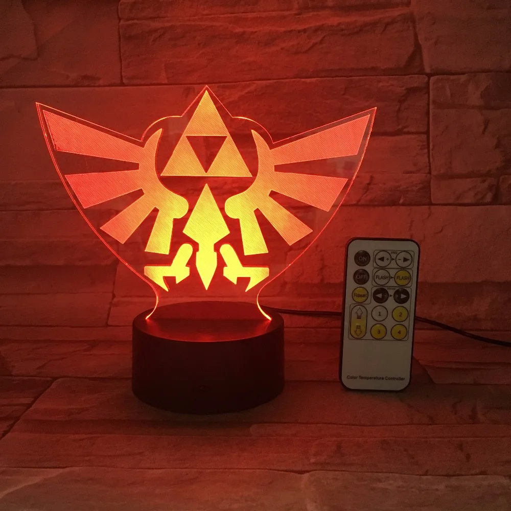 The Legend of Zeldas triangle 3D USB светодиодный ночник 7 цветов иллюзия Лампа сенсорный или пульт дистанционного управления детская настольная лампа для спальни