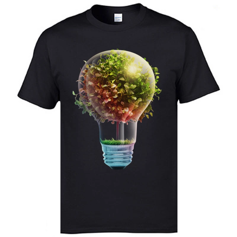 Tree in The Lamp T Shirt Family Round Collar Normal Short Sleeve Pure Cotton Young Top T-shirts Casual Tops Shirts Tree in The Lamp black