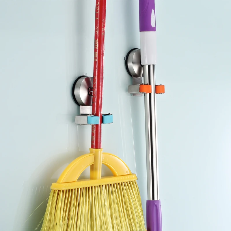 TISION Suction mop hooks and Brush broom storage holders racks kitchen