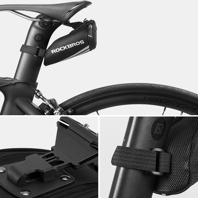 Perfect ROCKBROS Bicycle Mini Seat Bag Cycling Y-Series Strap-On Wedge Packs Saddle Bag  MTB Rode Bike Tool Kits Rear Seat Pack Bags 3