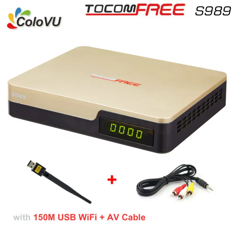 Satellite TV Receiver TocomFree S989 + USB WiFi + AV Cable with Free IKS SKS IPTV TV Box for Brazil Chile Peru South America