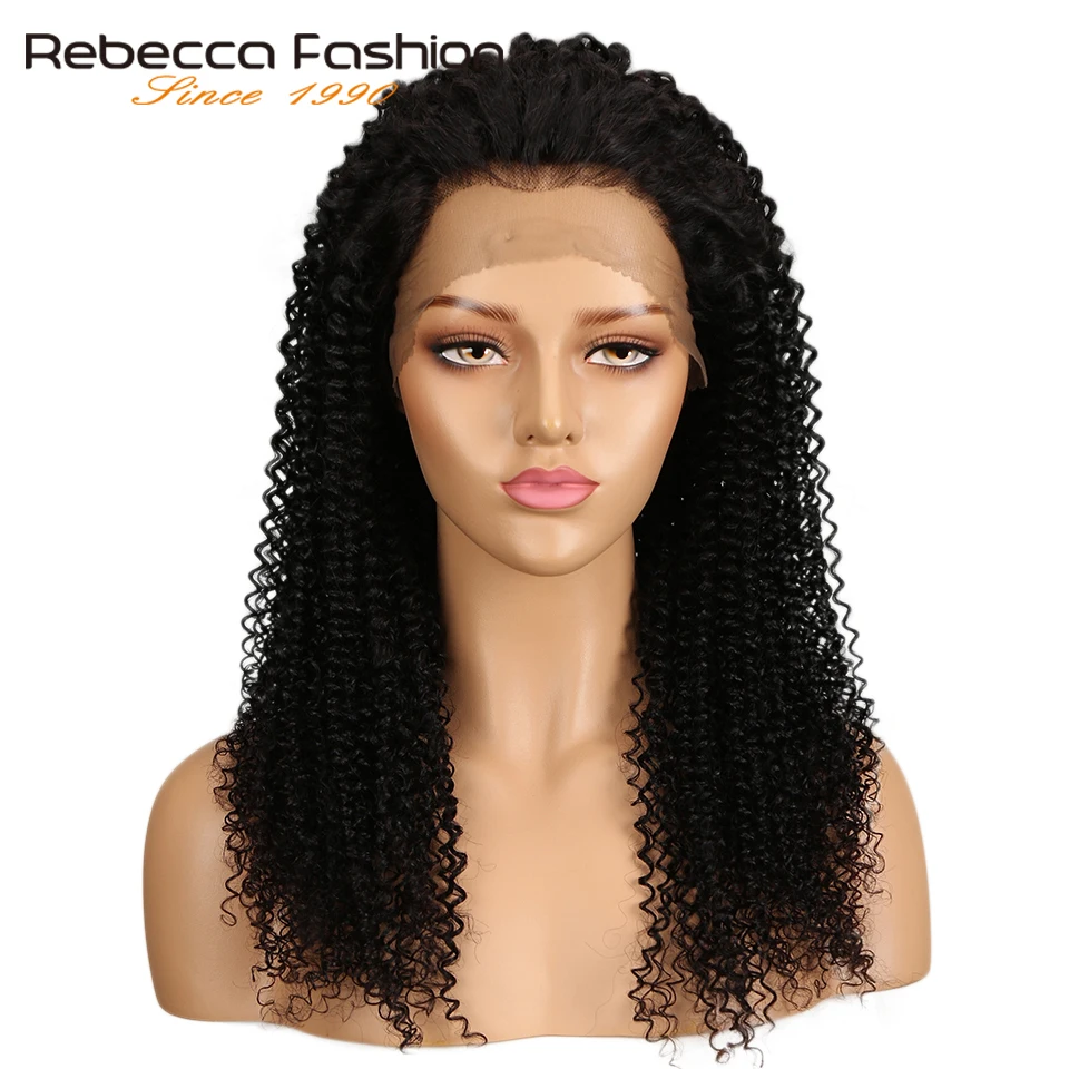 

Rebecca Kinky Curly Lace Front Human Hair Wigs For Black Women Peruvian Remy Long Hair Curly Lace Wig Natural Color 10-24 Inch
