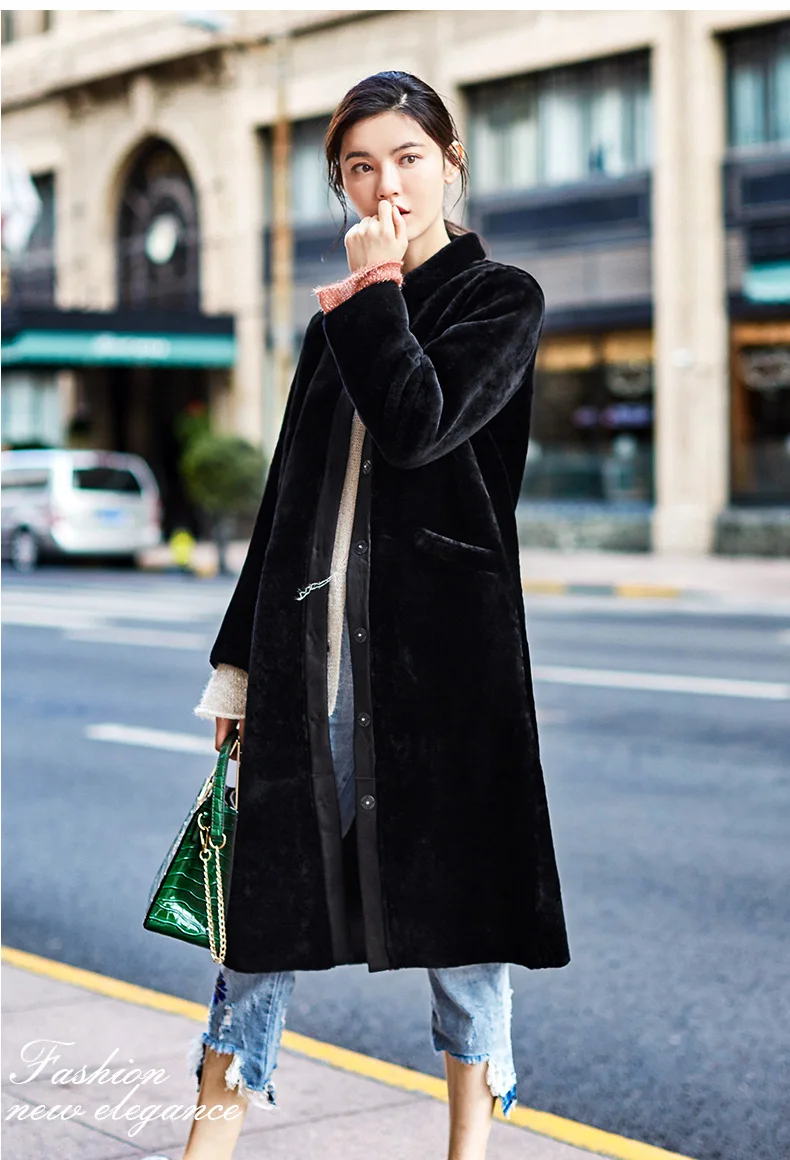 Best AYUNSUE Real Fur Coat Sheep Shearling Jacket Long Sheepskin Winter Jackets for Women 2019 Double-faced Natural Fur Coats WYQ2043 1