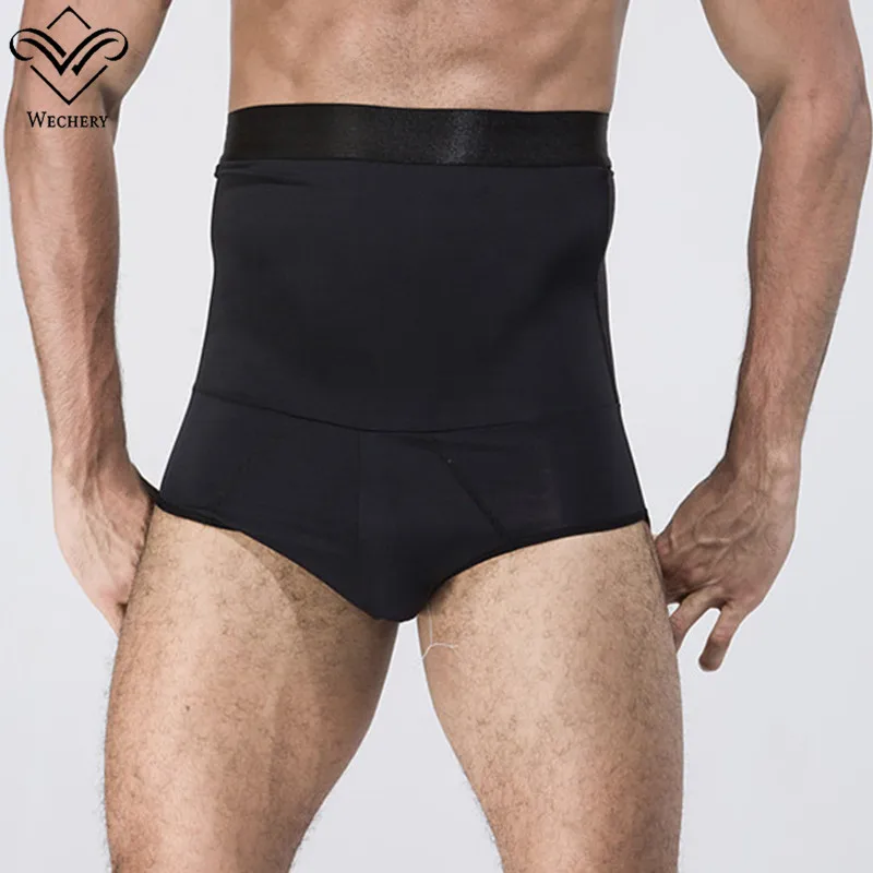 Wechery брюки управления для мужчин Корректирующее белье с высокой талией Abdo мужские утягивающие штаны плюс размер черное белое нижнее белье