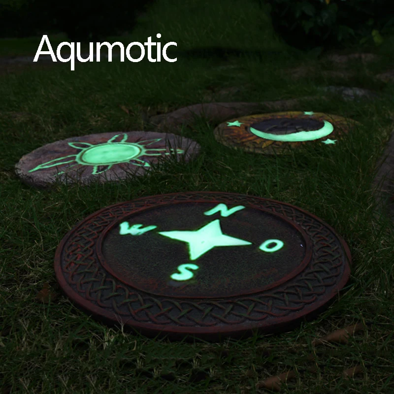 Aqumotic Yard Stepping Stone Kits for Kids Home Solar Balance Handprint Decor Round Outdoor Luminous Sign Garden Footprint