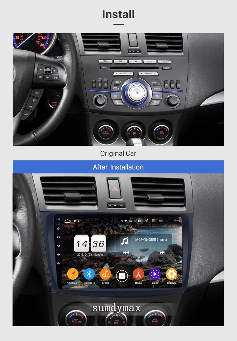 Clearance 9" HD touch scteen android 9.0 car dvd multimedia player for mazda 3 2009-2013 gps navi octa core RAM 4GB ROM 64GB AUTORADIO 4