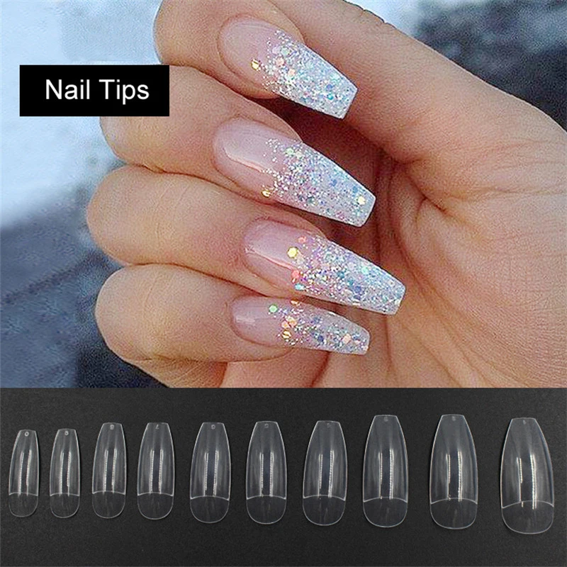 Artificial False Fake Uv Gel Nail Art Tips 500pcs Long Half Artificial False Fake Uv Gel Nail Art Tips 500pcs Long Half Clear Coffin Nails Abs In From Beauty Health On Aliexpress