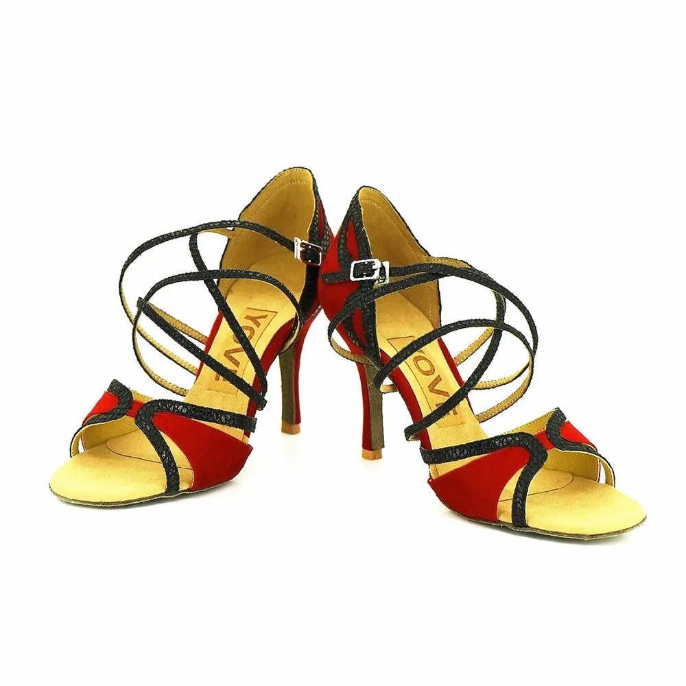 YOVE Dance font b Shoes b font Suede Latin font b Salsa b font Dance font