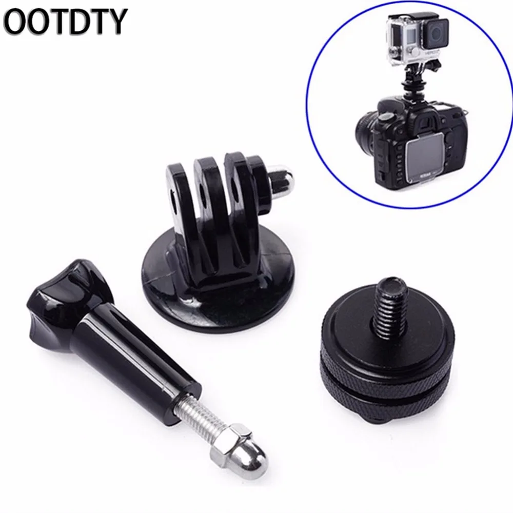 

OOTDTY 1/4'' Hot Shoe Adaptor + Tripod Mount + Screw For GoPro Hero 2 3 3+ DSLR Cameras