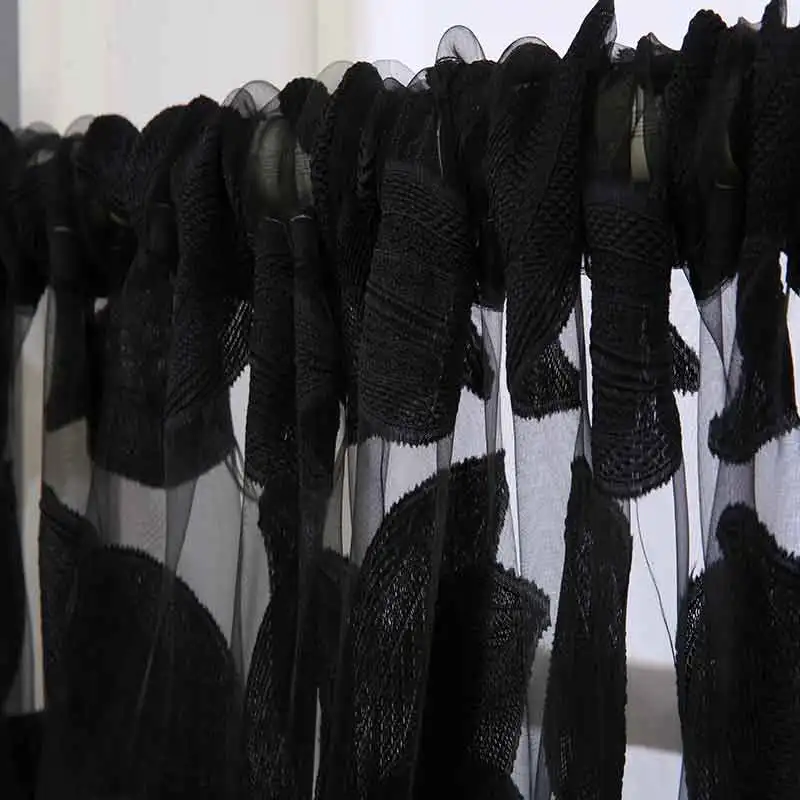 Cortinas europeas panel flor hoja Valance cortina ventana criba personalizar productos acabados ventana tratamiento transparente negro Cortinas europeas panel flor hoja Valance cortina ventana criba personalizar productos acabados ventana tratamiento transparente negro