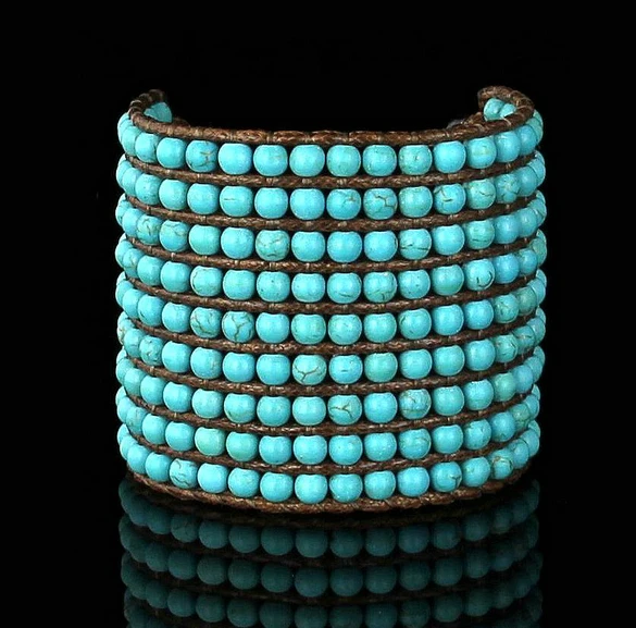 

Boho Bracelets 9 Rows Stones Braided Wrap Bracelet Beaded Statement Cuff Bracelet Wholesale Bohemia Bracelets