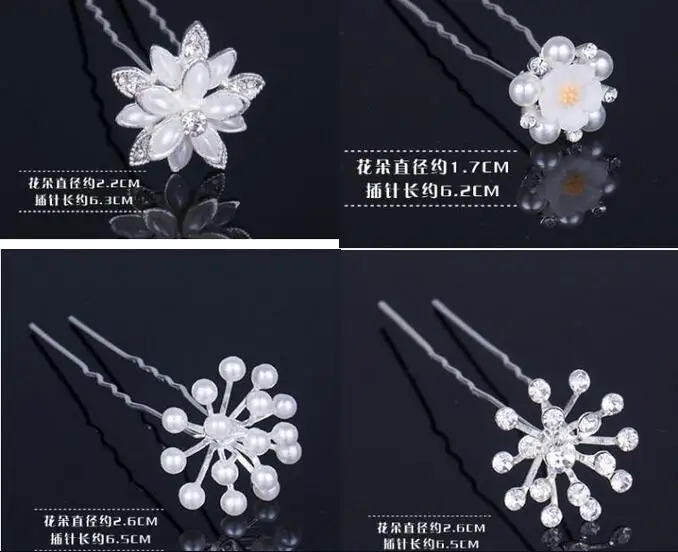

100pcs/lot Crystal Pearl Hair Clip Hairpin Wedding Bride Hair Pins U Shape Headpiece Hairwear Accessory Wholesale