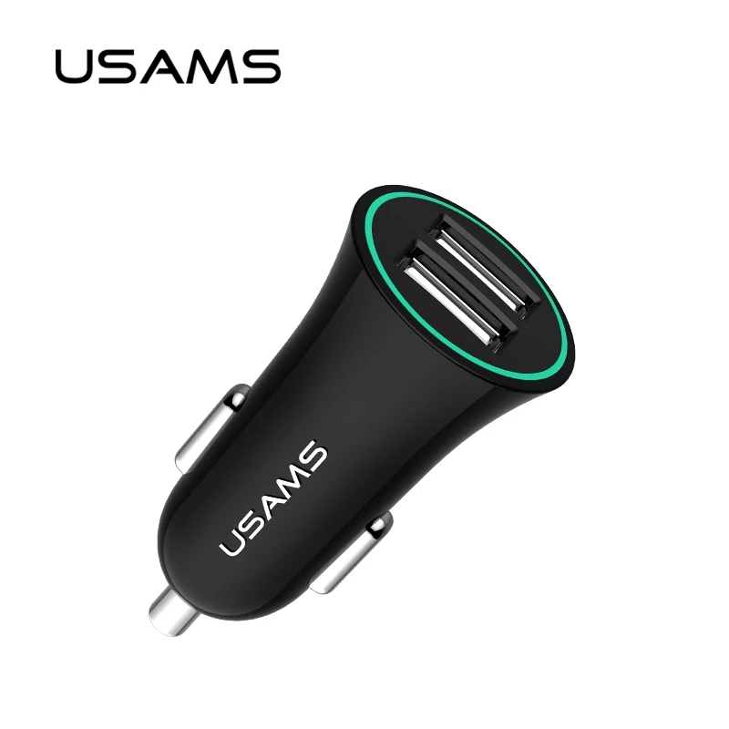 

USAMS USB Car Phone Charger Lighter Dual USB Port Mobile Phone car charger Adapter for iPhone Samsung LG