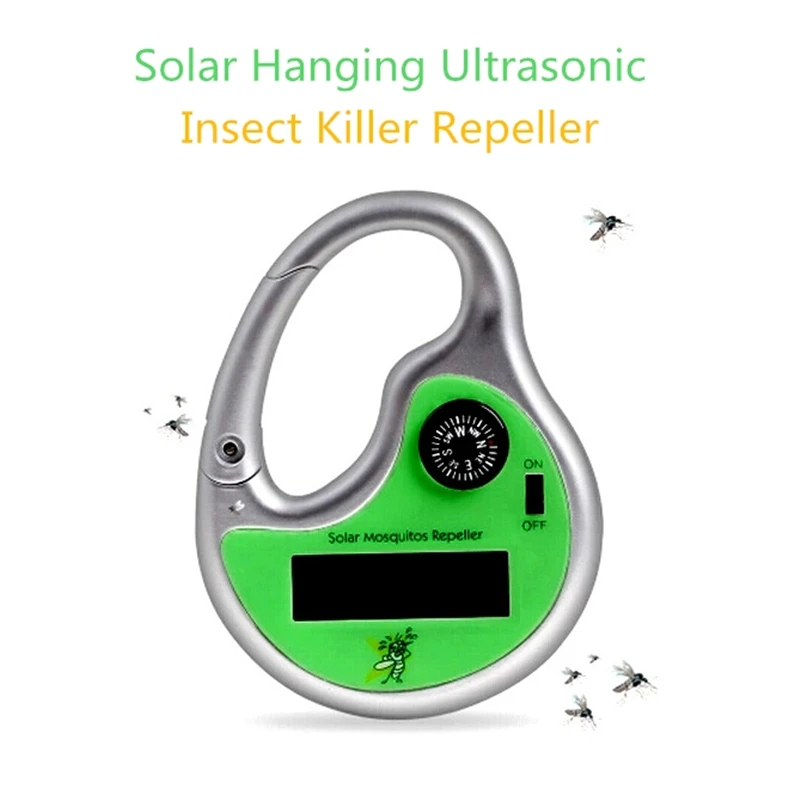 

Mini Portable Mosquito Repellent Solar Powered Outdoor Hook Camping Hiking Picnic Solar Ultrasonic Insect Mosquito Fly Repeller