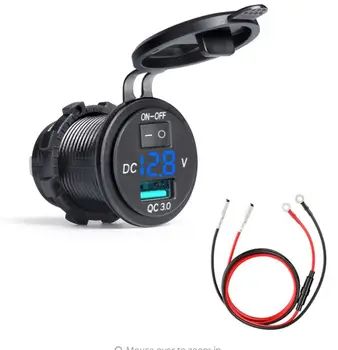 DIY 18 ワット 12 V/24 V 急速充電 3.0 USB 車の充電器防水 On Off スイッチ電圧計 60 センチメートルケーブル RV Atv ボートマリンオートバイ