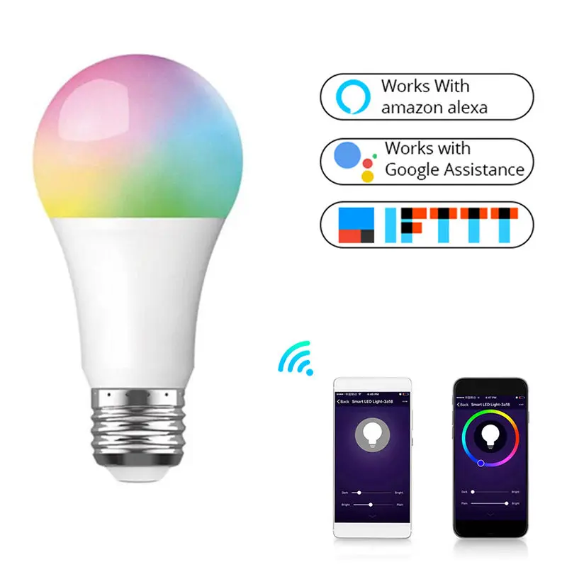 

WiFi Smart Bulb Intelligent Colorful LED Lamp 10W E27 RGBW Wireless Remote Voice Control Works With Alexa Google Assistant IFTTT