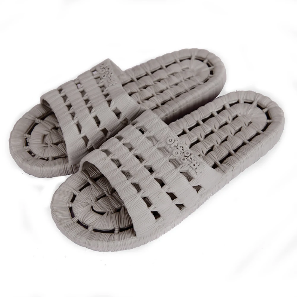 

Men PVC Home Flat Shower Slippers Summer Sandals Non-slip Indoor Shoes Beach Shoes in 3 Colors