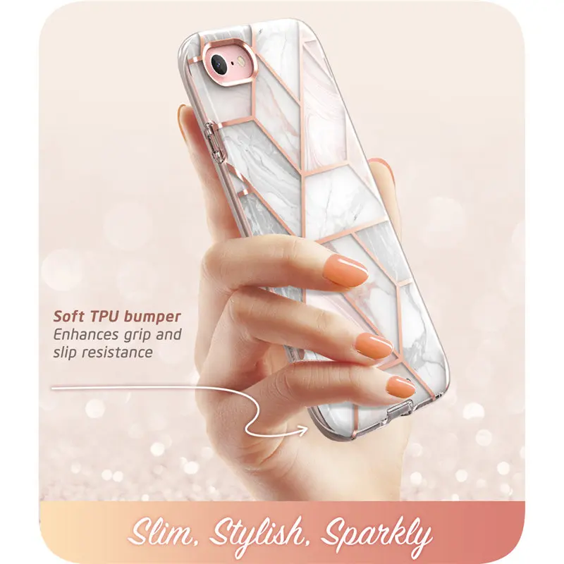 For iPhone SE 2022/2020 Case For iPhone 7/8 Case I-BLASON Cosmo Full-Body Marble Bumper Cover WITH Built-in Screen Protector iphone se silicone case