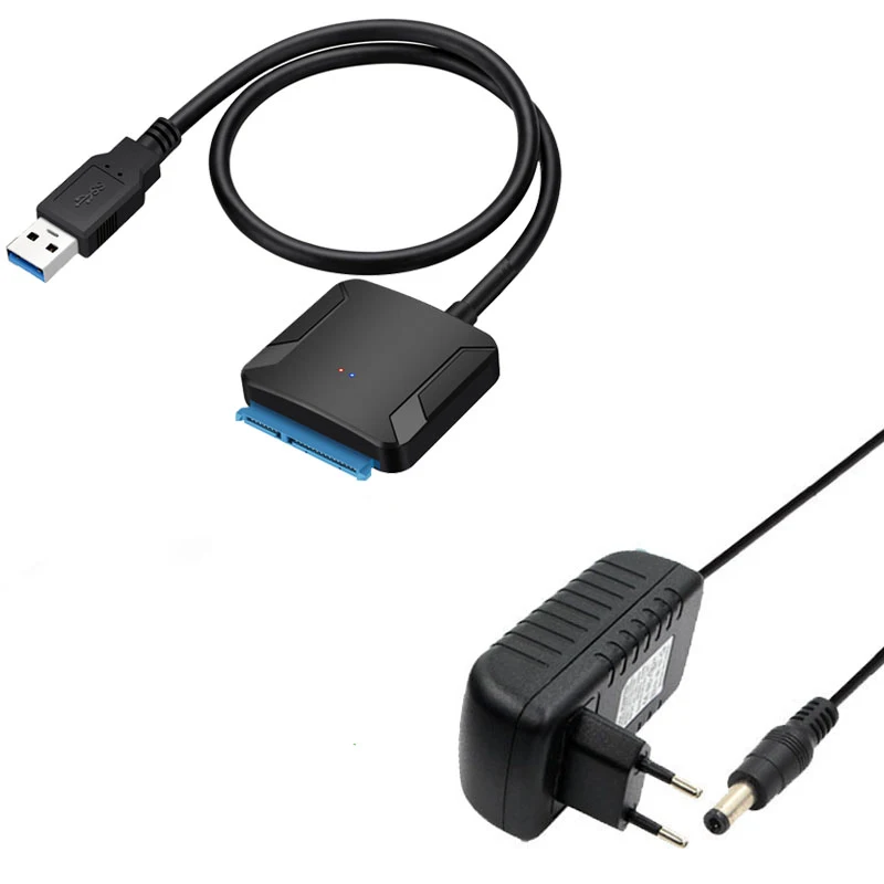 US 100-240V SATA to USB Cable Hard Drive Adapter External Converter for 2.5/3.5inch SATA Hard Drive Data Transfer PC Converter Cable SATA to USB3.0 Adapter