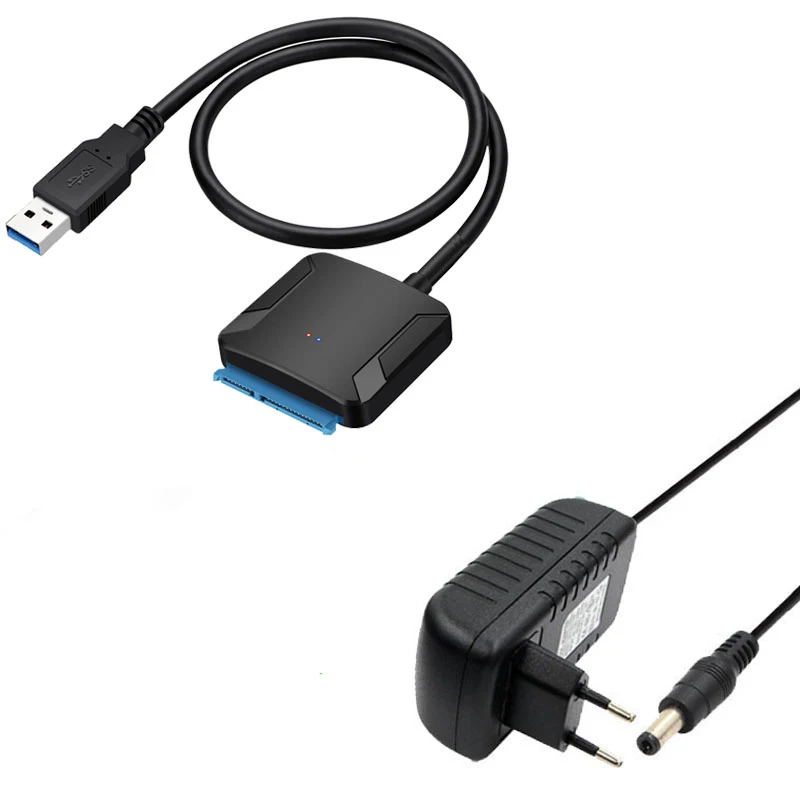 SATA USB3.0 Adapter Converter 22 pin USB 3.0 to SATA Cable with EU US UK adapter For 2.5 inch 3.5 inch HDD SSD Hard Disk