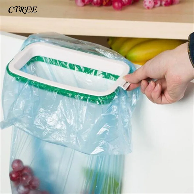 

CTREE 1Pcs Creative Kitchen Cabinet Door Trash Rack Style Storage Garbage Bags Kitchen Supplies Hanging Garbage Bag Holder C308