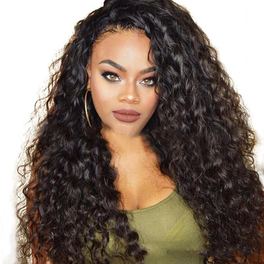 

Long Lace Front Daily Party Synthetic Styling Salon Ladies Adjsutable Size Natural Curly Women Wig Fashion Water Wave