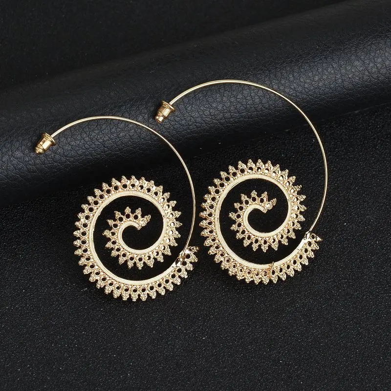 

Yal Earrings 1 Pair Vintage Big Silver Hoop Earrings For Women Round Flower Vintage Silver Earrings Circles Round