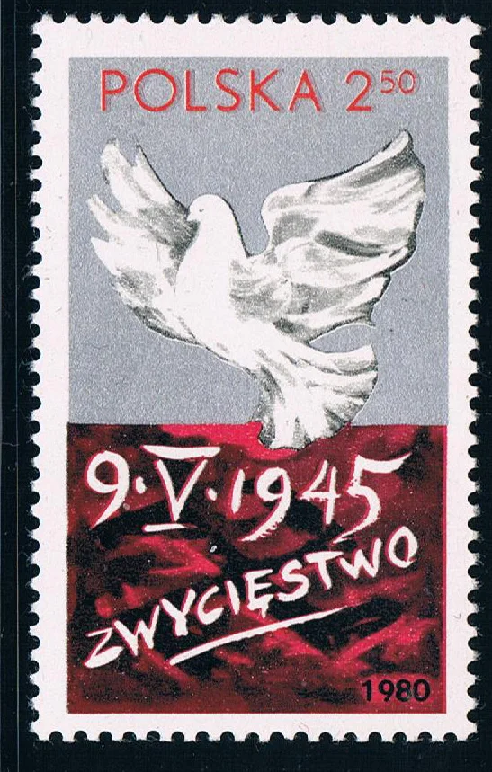 1 шт польская печать Polska 1980 голубь мира 35-летие освобождения Второй мировой войны