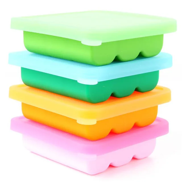 BPA Free Baby Food Container Storage 9 Grids Platinum Silicone Baby