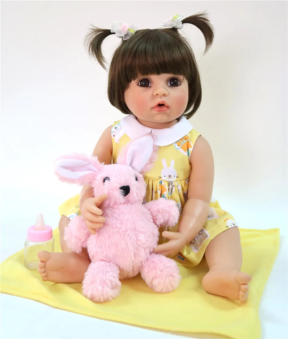 Кролик с 22 дюймовым Reborn Baby Doll полный корпус силикон 55 см Реалистичная гладкая кожа Детская кукла девочка ребенок подарок на день рождения bebe детская игрушка