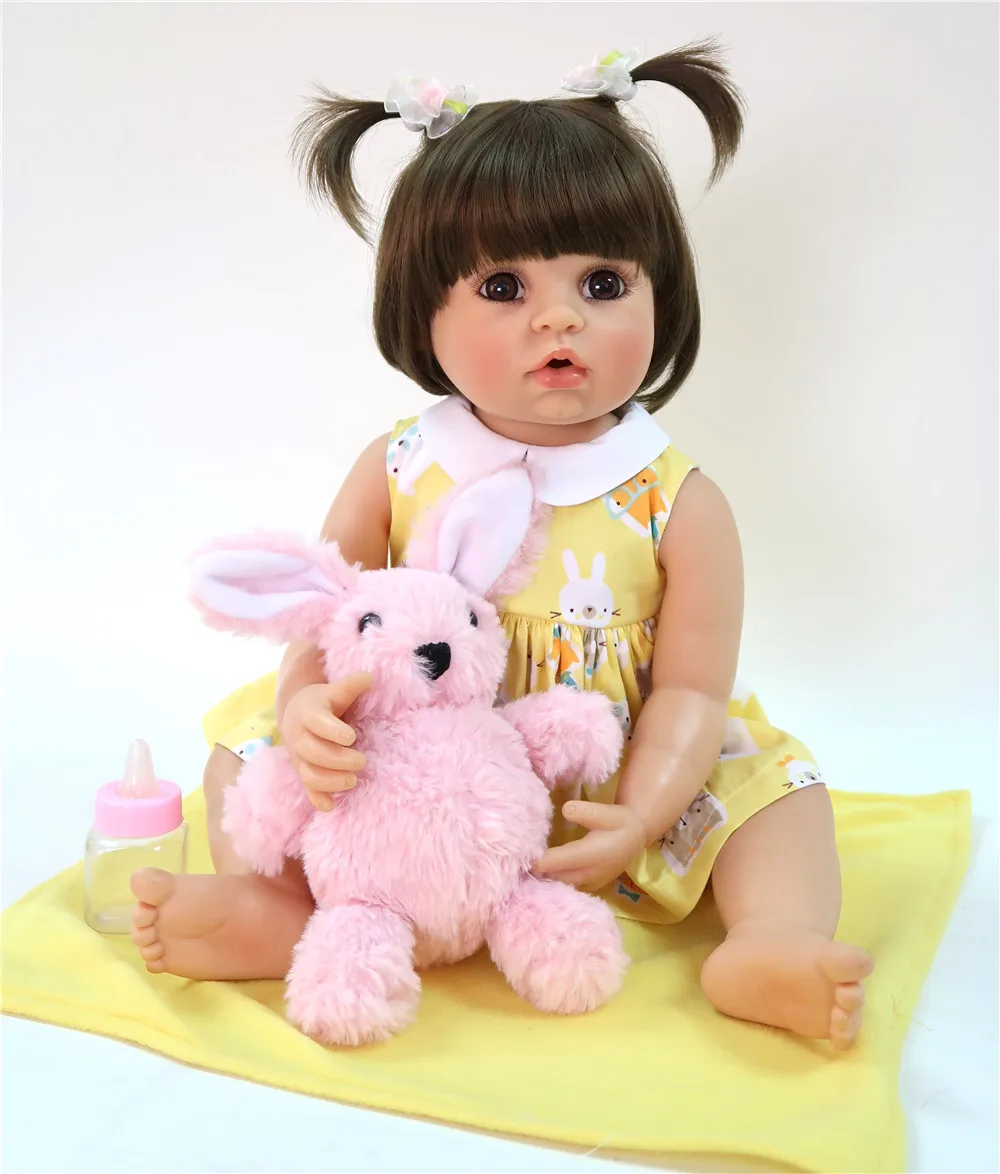 Кролик с 22 дюймовым Reborn Baby Doll силиконовая кукла для всего тела 55 см Реалистичная