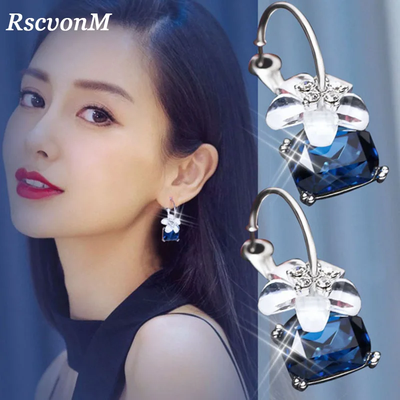 

RscvonM New Punk Fashion New Earrings Exaggerated Atmosphere Trend Crystal Flower Lady Wholesale Sales Flower Earrings For Women
