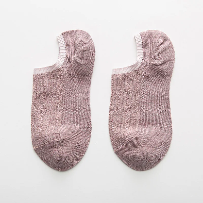 Повседневные женские носки хлопковые яркие цвета невидимые носки-башмачки Нескользящие дышащие тонкие милые женские носки для праздника - Цвет: Фиолетовый