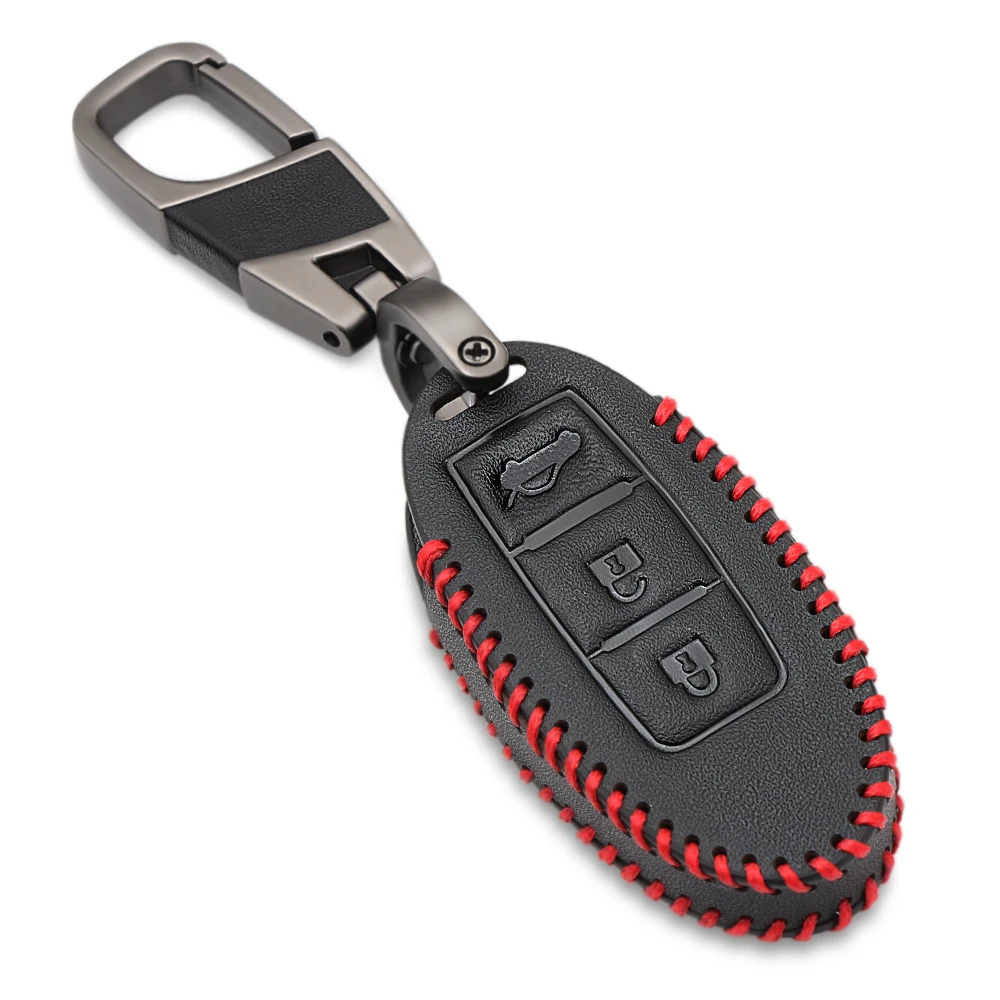 

Leather Car Key Covers Case For Nissan Qashqai Pathfinder Versa Tidda Murano Rogue X-Trail Smart Car Key Jacket With Keychains