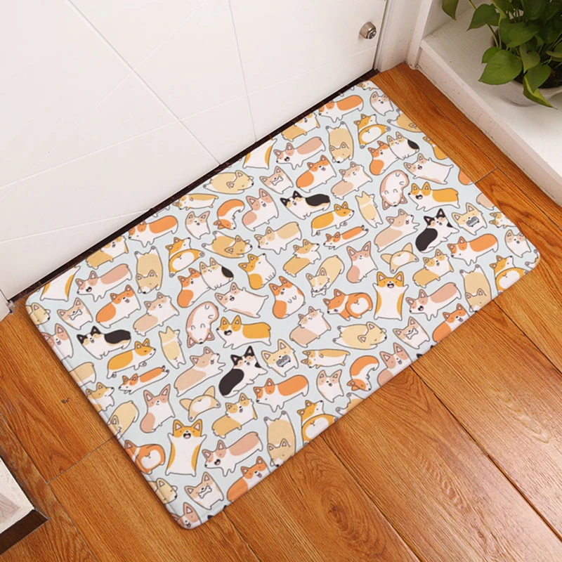Günstige HomeMiYN Bad Matte Digitale Malerei Matten Dichten Corgis Cartoon Tier Flanell Tür Matte Anti Slip Gedruckt Pad Rechteck Waschbar