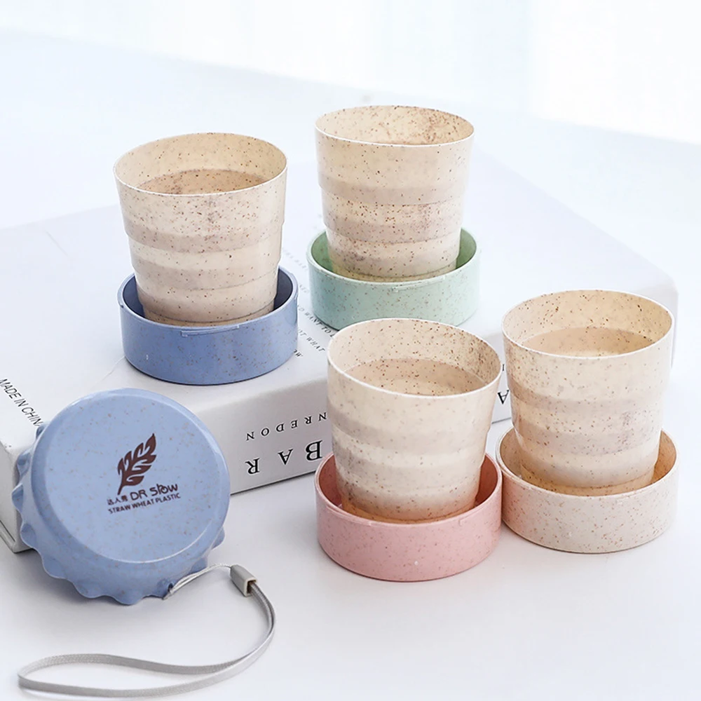 

Hot New Folding wheat Portable Silicone Telescopic Drinking Collapsible coffee cup multi-function folding cup Travel