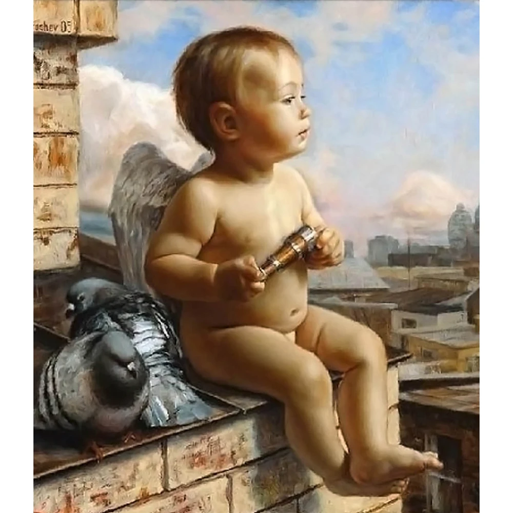 Diy Diamond Embroidery Handicrafts Angel Children Out Dove Diamond Painting Cross Stitch Full Square Mosaic Picture Home Decor