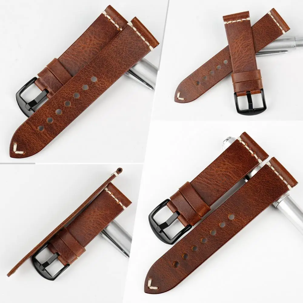 Online MAIKES Watch Accessories Watchbands 20mm 22mm 24mm Genuine Leather Watch Strap For samsung gear s3 tissot Bracelets Watch Band