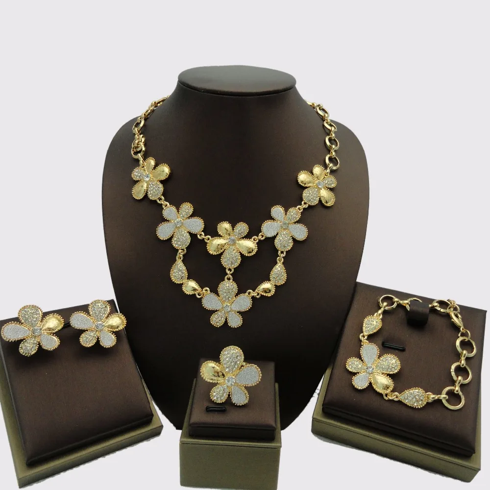 Yuminglai African Fashion Jewellery Necklace Bracelet Earring and Ring