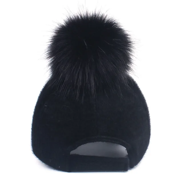 [YARBUU] New brand baseball caps 2017 winter cap for women Faux Fur pompom ball cap Adjustable Casual Snapback hat cap 4