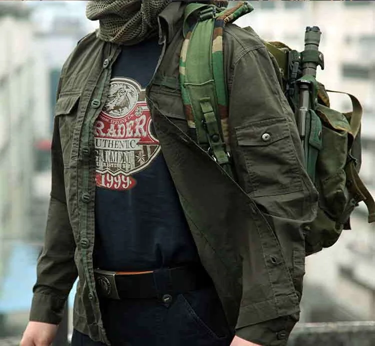 Мужские военные тактические рубашки из 100% хлопка дышащие мужские с длинным
