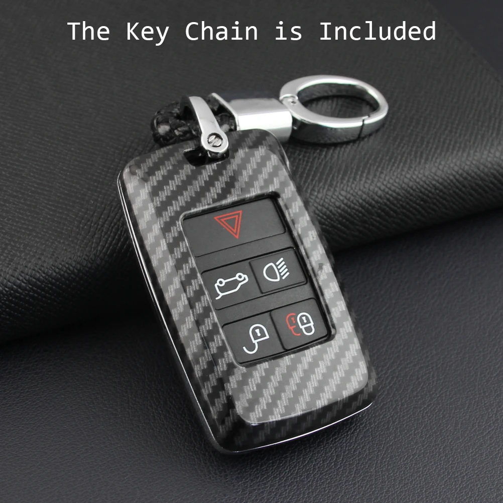 Carbon Fiber Hard Car Key Fob Cover Chain Case For Land Rover New Range Rover Sport Evoque Discovery 5