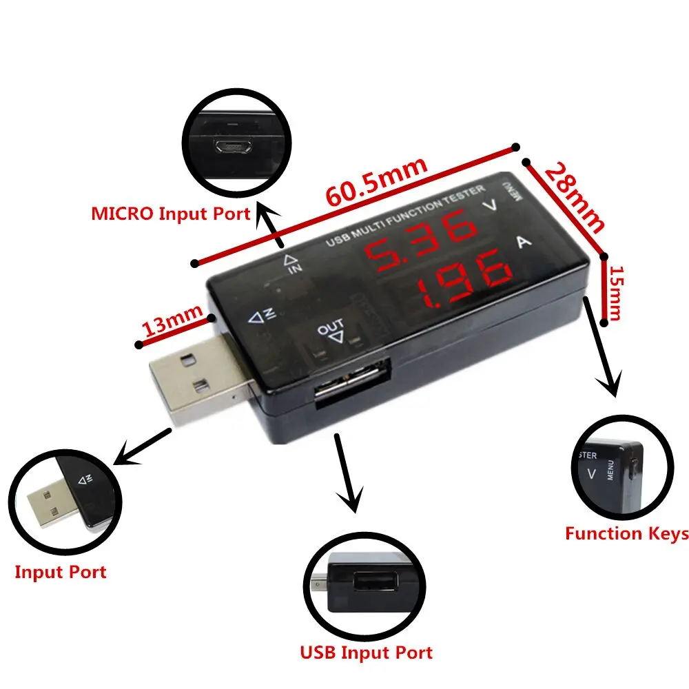 Цифровой Дисплей USB Многофункциональный тестер 4 V-30 V Мини ток Напряжение Зарядное устройство Ёмкость тестер USB доктор Мощность банк метр