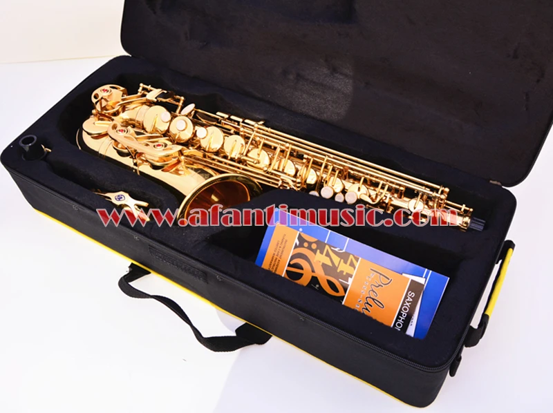 Afanti музыка EB латунный корпус золотой лак альт Саксофоны(ase-471